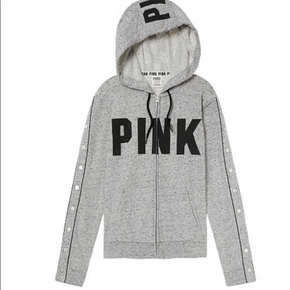 PINK Victoria's Secret Tops - NWT Snap Sleeve Full Zip Hoodie